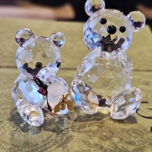 Swarovski Kris Bear with Honey Pot Retired And Larger  Bear . Mama And Baby